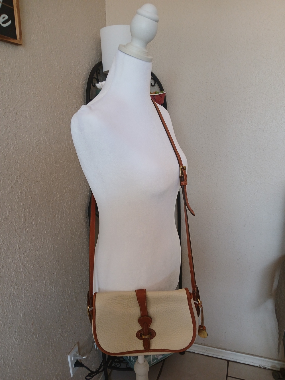 Dooney & Bourke Cream Crossbody with Brown Trim